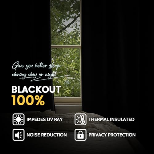 Dark Green 100% Blackout Curtains 84 Inches Long 50" Wide 2 Panels (50"W x 84"L (Pack of 2) / Dark Green With White Backing)