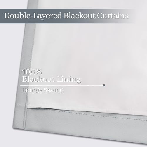 100% Blackout Curtains W100xL84 inch Light Grey Sliding Door Drapes (Light Grey / 100"W x 84"L (Pack of 1))
