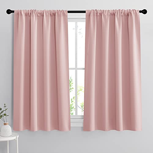 Small Window Curtains 45 inches Length for Kitchen Cafe Bathroom (Peach Blush / 42"W x 45"L (Pack of 2))