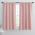 Small Window Curtains 45 inches Length for Kitchen Cafe Bathroom (Peach Blush / 42"W x 45"L (Pack of 2))