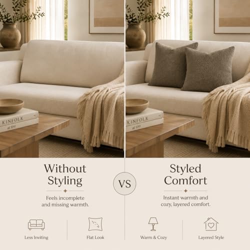 Boucle Throw Pillow Covers 24x24 inch Dark Brown (Brown / 24" x 24" (Pack of 2))