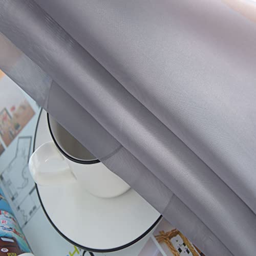 Basic Rod Pocket Sheer Voile Window Curtain Panels White 1 Pair 2 Panels 60 Width 108 Inch Long for Kitchen Bedroom Children Living Room Yard (Grey / 60"W x 108"L (Pack of 2))