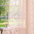 Floral Sheer Curtains (S | Pink / 50"W x 63"L (Pack of 2))
