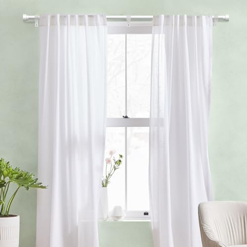 2 Pack Heavy Duty Curtain Rods for Windows 48 to 84 Inch (30"-90"|2pack / White)