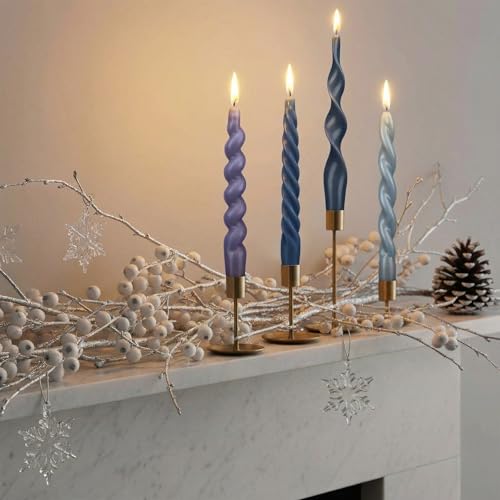 4 Pcs Twisted Taper Candles (Pure / 7.87 Inch / Blue)
