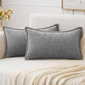 Decorative Lumbar Throw Pillow Covers 12x20 Inch Dark Gray 2 Pack (Dark Gray / 20" x 12" (Pack of 2))