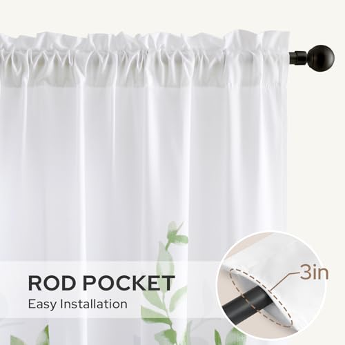 Non-See-Through Sage Green and White Privacy Sheer Curtains (Leaves-sage Green / 52"W x 84"L (Pack of 2))