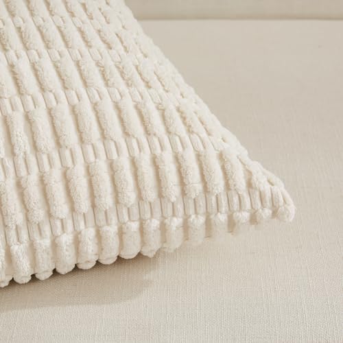 4 Packs Decorative Throw Pillow Covers for Living Room Couch Bed (20" x 12" (Pack of 4) / Cream)