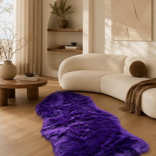 Faux Sheepskin Rug (Dark Purple / 2' x 4' (Sheepskin))