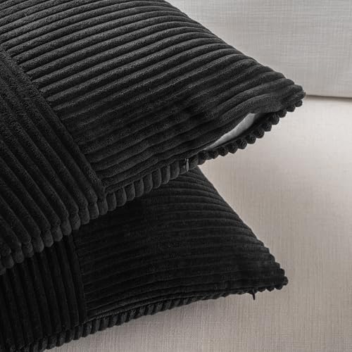 2 Packs Black Lumbar Decorative Throw Pillow Covers 14x24 Inch for Couch Bed Sofa (Black / 24" x 14" (Pack of 2))