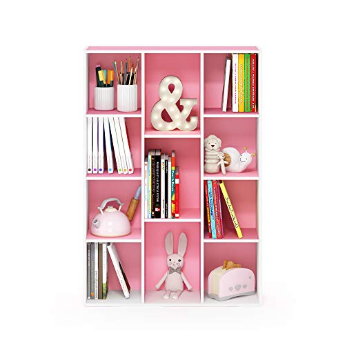 LUDER Book Shelf (White/Pink / 11-Cube)