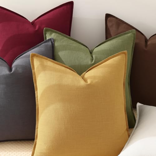 Fall Dark Grey Linen Throw Pillow Covers 22x22 Set of 2 (Dark Grey / 22" x 22" (Pack of 2))