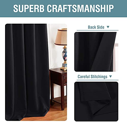 Blackout Curtain for Living Room Thermal Insulated Window Treatment Curtain 54 inch Length Energy Saving Solid Grommet Top Blackout Drape (52"W x 54"L (Pack of 1) / Jet Black)
