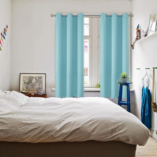 Baby Blue Blackout Curtains for Bedroom 72 Inch Long (Baby Blue / 46"W x 72"L (Pack of 2))