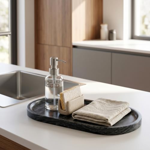 Wave Grey Oval Marble Tray (Wave Grey / 11.8" x 5.9" x 0.6")