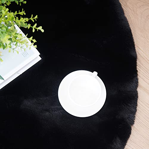 Black 8x10 Area Rug Fluffy Faux Rabbit Fur Rug Black Plush Shag Rug for Living Room Bedroom (Black / 8x10Ft)