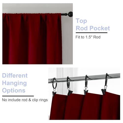Ava Red Blackout Curtains for Bedroom 72 Inch Length 2 Panels Set (Red / 40"W x 72"L (Pack of 2))