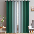 Ombre Curtains Dark Green and Greyish White for Living Room (52"W x 84"L (Pack of 2) / Dark Green)