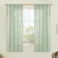 Semi Sheer Window Linen Curtains 63 Inch Length for Bedroom (Fresh Green / 34"W x 63"L (Pack of 2))