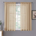 Sheer Curtains Linen Textured Bedroom Curtain Sheers Light Filtering Rod Pocket Voile Curtains for Living Room (54"W x 63"L (Pack of 2) / Beige)