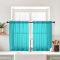 Turquoise Small Sheer Curtains 2 Panels Set (42"W x 36"L (Pack of 2) / Turquoise)