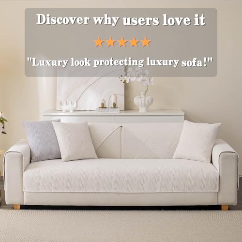 Soft Waterproof Chenille Cover Washable (1pc/36"x63"/Seat Cover / White)