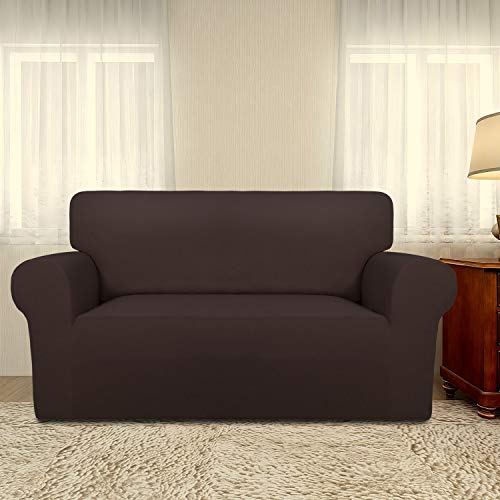Stretch Loveseat Covers Fleece Couch Covers for Sofa Chocolate (Medium Loveseat / Chocolate)