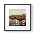 Solid Oak 12”x12” Picture Frame Matted to 8”x8” (Set of 01 / Black Oak / 12x12 in)