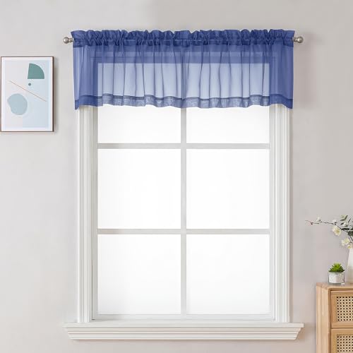 Sheer Valances for Windows 2 Pack (Royal Blue / 42"W x 18"L (Pack of 2))