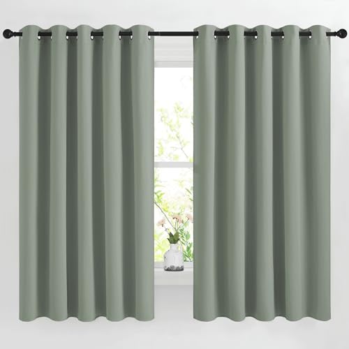 66 inch Sage Green Curtains for Bedroom (Sage Green / 66"W x 66"L (Pack of 2))