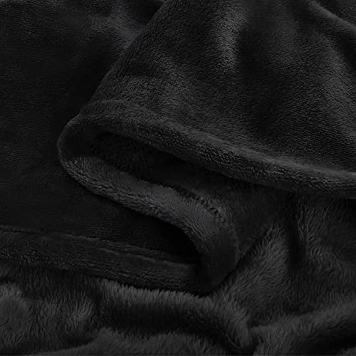 Fleece Blanket Soft Plush Twin Size Blanket Black 60"x80" (Black / Twin(60"x80"))