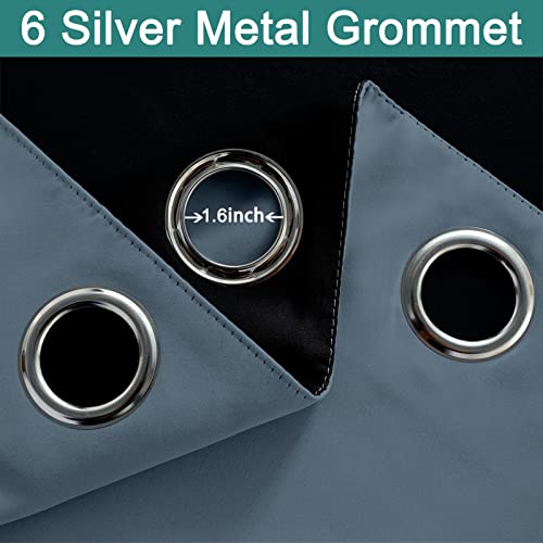 Full Blackout Curtains 84 Inches Long (42"W x 84"L (Pack of 2) / Stone Blue)