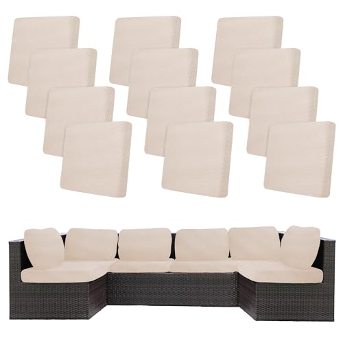 12 Pcs Outdoor Cushion Covers (Jacquard Twill Beige / 12PCS)