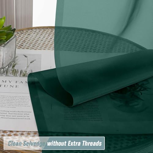 Green Sheer Curtains 63 Inch Length 2 Panels (42"W x 63"L (Pack of 2) / Hunter Green)