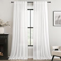 White Curtains 105 inches Long 2 Panels Back Tab Light Filtering Cotton Textured Curtain Modern Farmhouse Coastal Decor Off White Linen Drapes 105 inch Length for Patio Sliding Door Office Bedroom (White / 52"W x 105"L (Pack of 2))