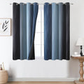 Navy Blue and Black Ombre Blackout Curtains for Bedroom 54 Inch Length (Black and Navy Blue / 52"W x 54"L (Pack of 2))