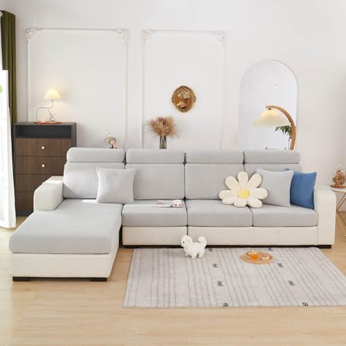 Sofa Covers Couch Covers for Sofa Pet Friendly Couch Cushion Covers Universal Sofa Covers Washable Stretch Slipcovers for Sectional Sofa (Texture Light Gray / Extra Large Single Seat Cover)
