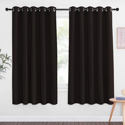 66 Inch Long Blackout Curtains for Bedroom Living Room (Toffee Brown / 66"W x 66"L (Pack of 1))