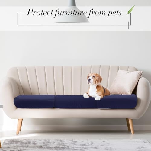 4 Pcs Stretch Cushion Covers (Navy Blue / Seat Cover)