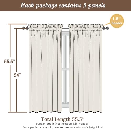 Sheer Curtains 54 Inch Long 2 Panels Set (Aqua / 42"W x 54"L (Pack of 2))