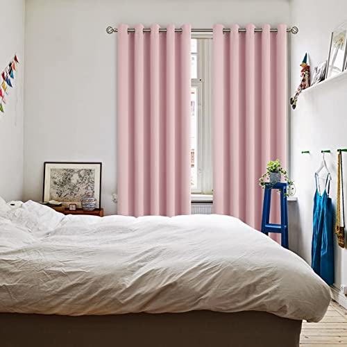 Pink Room Darkening Curtains 84 Inch for Living Room (Baby Pink / 70"W x 84"L (Pack of 2))