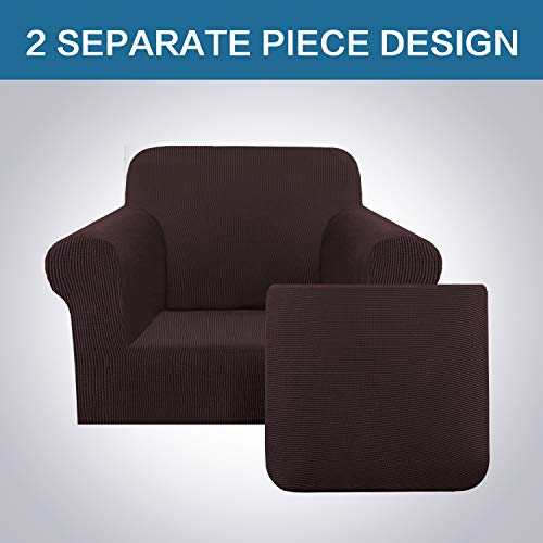 2 Pieces Chair Cover Slipcover Furniture Protector Armchair Cover Couch Covers Fit Chair Width Up to 47 Inch (Small / Chocolate)