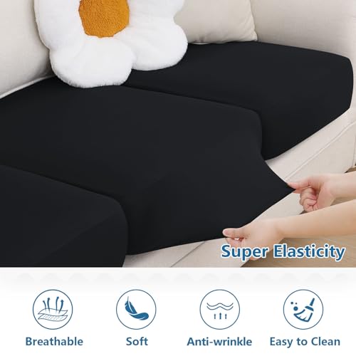 Milk Silk Couch Cushion Covers (Black / Seat Cover 3 Pack)