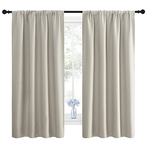 Natural Blackout Curtains for Living Room 42" w x 63" L 2 Panels (Natural / 42"W x 63"L (Pack of 2))