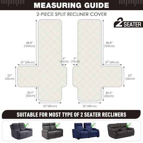 100% Waterproof Oversized Loveseat Recliner Cover (Coffee / 2 Seater Oversized)