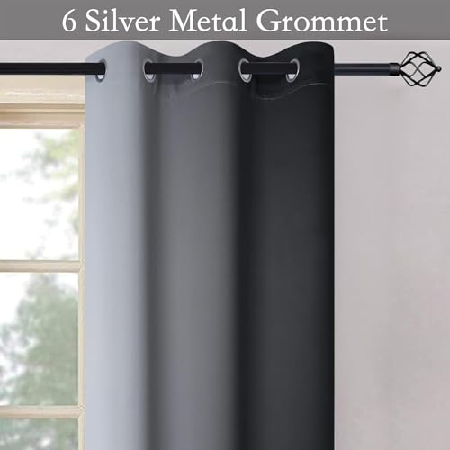Ombre Black to Grey White Curtains for Living Room 42Wx72L (42"W x 72"L (Pack of 2) / Black)
