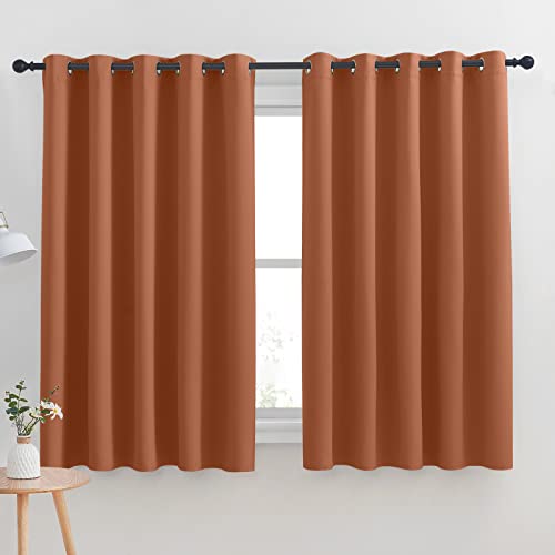 Thermal Insulated Burnt Orange Blackout Curtains for Bedroom (Burnt Orange / 70"W x 63"L (Pack of 2))