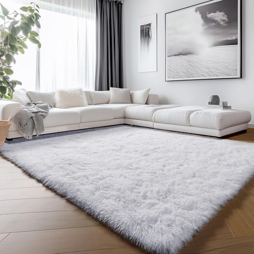 White 6x9 Area Rugs for Living Room Bedroom (White / 6' x 9' (Rectangular))