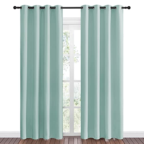 Aqua Blue Blackout Curtains 86" Long for Office (Aqua / 55"W x 86"L (Pack of 2))