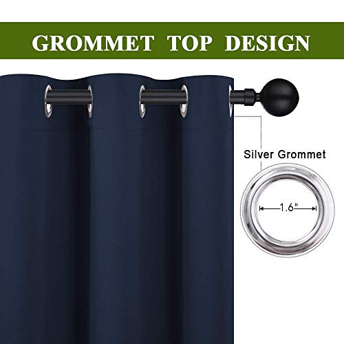 Navy Blackout Curtains for Kid's Room 34" Wide x 72" Long 2 Panels (Navy / 34"W x 72"L (Pack of 2))